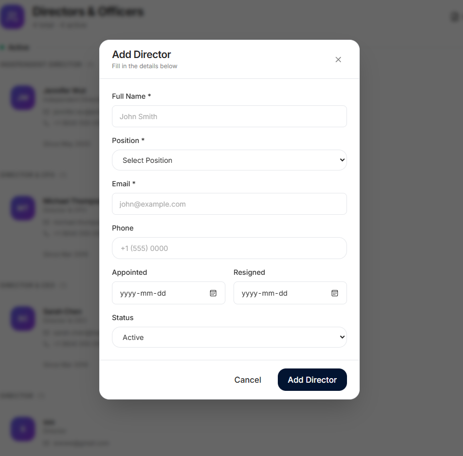Add Director Form
